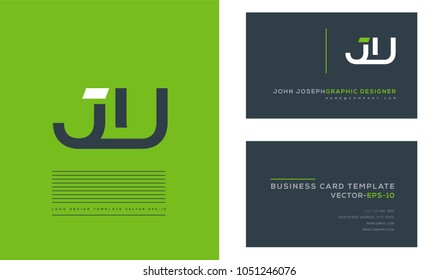 Letters J U, J & U joint logo icon with business card vector template.