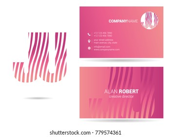 Letters J U Logo icon with Business Card Template Vector.