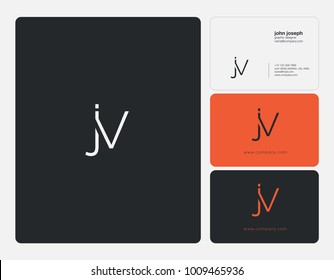 Letters J V, J & V joint logo icon with business card vector template.