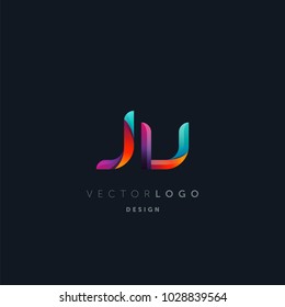 Letters J V, J & V logo, multi colour letters icon vector template.