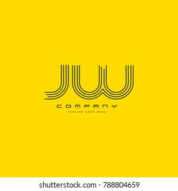 Letters J W joint line logo icon. Stroke letter vector element.