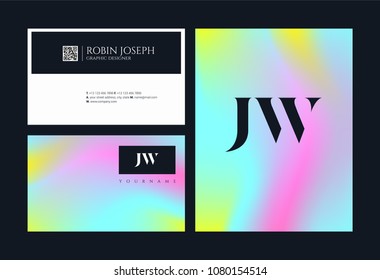 Letters J W, J & W joint logo icon with business card vector template.