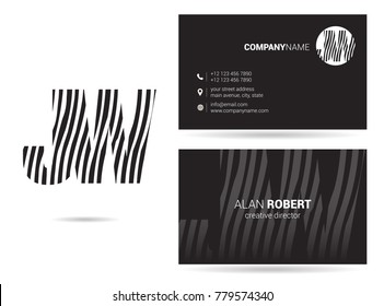 Letters J W Logo icon with Business Card Template Vector.