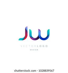 Letters J W, J & W logo, multi colour letters icon vector template.