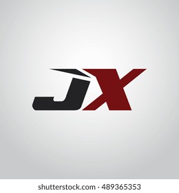 The letters J and X logo automotive black and red colored