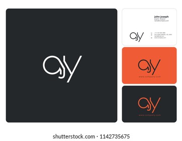 Letters A J Y  Joint logo icon with business card vector template.