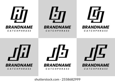 Letters JA AJ JB BJ JC CJ Monogram Logo Set, suitable for any business