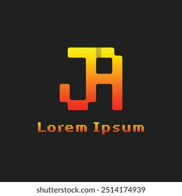 Letras JA Pixel Monogram Logo, adecuado para cualquier negocio con iniciales JA o AJ