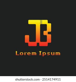 Letters JB Pixel Monogram Logo, suitable for any business with JB or BJ initials