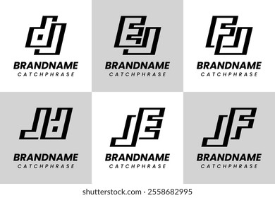 Letters JD DJ JE EJ JF FJ Monogram Logo Set, suitable for any business