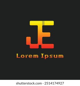 Letras JE Pixel Monogram Logo, adequado para qualquer negócio com iniciais JE ou EJ