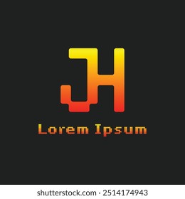 Letters JH Pixel Monogram Logo, suitable for any business with JH or HJ initials