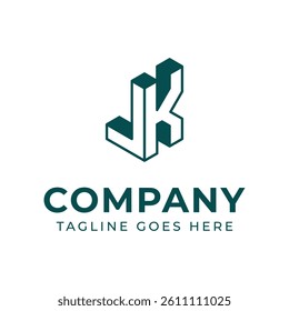 Letters JK 3D Monogram Logo, represents professionalism and innovation for JK or KJ initials