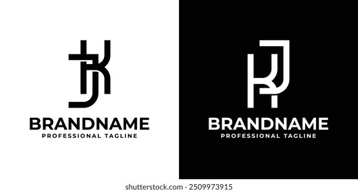 Letras JK e KJ Monogram Logo, adequado para qualquer negócio com iniciais JK ou KJ