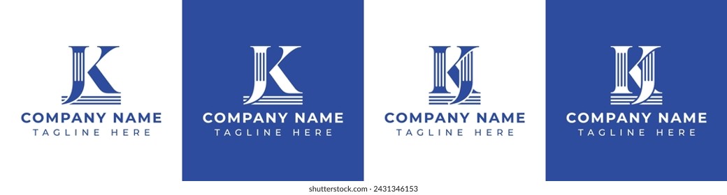 Letters JK and KJ Pillar Logo, suitable for business with JK and KJ related to Pillar