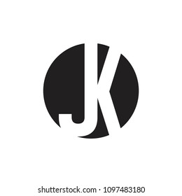 letters jk linked circle design logo 
