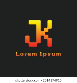 Letters JK Pixel Monogram Logo, suitable for any business with JK or KJ initials
