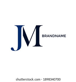 Letters JM. blue color logo design on white background