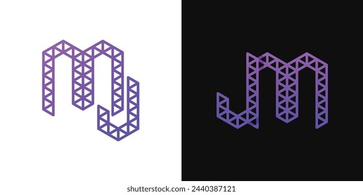 Letras JM y MJ Polygon Logo, adecuado para negocios relacionados con el polígono con JM o MJ iniciales