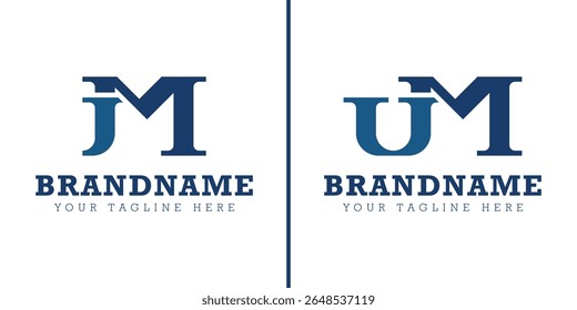 Letters JM and UM Monogram Logo, for business with JM MJ UM MU initials