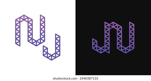 Letters JN and NJ Polygon Logo, suitable for business related to polygon with JN or NJ initials