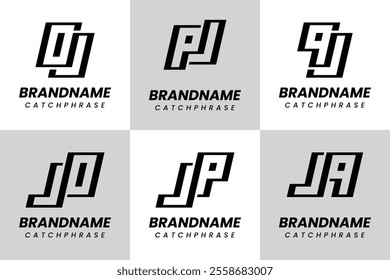 Letters JO OJ JP PJ JQ QJ Monogram Logo Set, suitable for any business