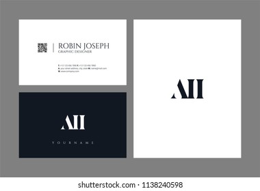 Letters A I I Joint logo icon with business card vector template.
