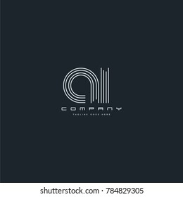 Letters A & I joint logo icon. Stroke letter vector element.
