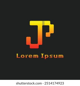 Letters JP Pixel Monogram Logo, suitable for any business with JP or PJ initials