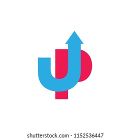 letters jp simple arrow up logo vector
