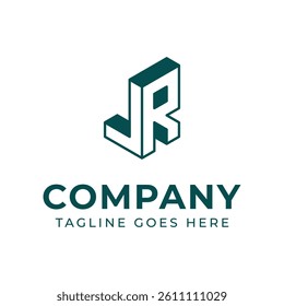 Letters JR 3D Monogram Logo, represents professionalism and innovation for JR or RJ initials