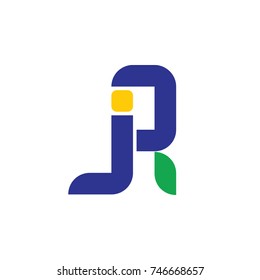 letters jr linked. sun and leaf logo vector