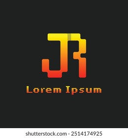 Letras JR Pixel Monogram Logo, adecuado para cualquier negocio con iniciales JR o RJ