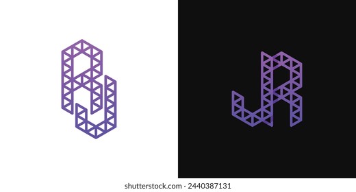 Letras JR y RJ Polygon Logo, adecuado para negocios relacionados con el polígono con iniciales JR o RJ