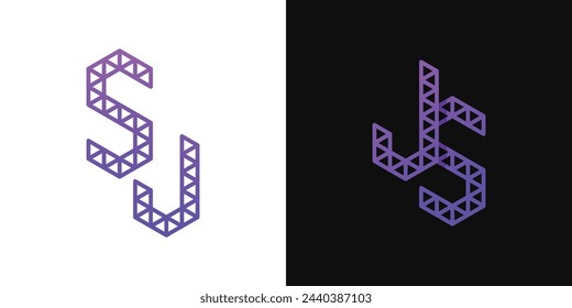 Letters JS and SJ Polygon Logo, suitable for business related to polygon with JS or SJ initials