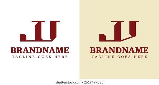 Briefe JU JV Monogram Logo Set, für Business mit JU UJ JV VJ Initialen