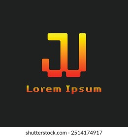 Letters JU Pixel Monogram Logo, suitable for any business with JU or UJ initials