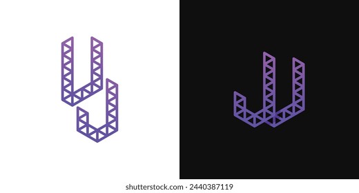 Buchstaben JV- und VJ-Polygon-Logo, geeignet für Unternehmen im Zusammenhang mit Polygon mit JV- oder VJ-Initialen