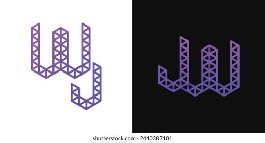 Letras JW y WJ Polygon Logo, adecuado para negocios relacionados con el polígono con iniciales JW o WJ