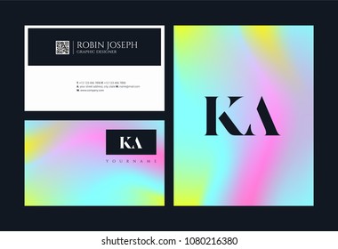Letters K A, K & A joint logo icon with business card vector template.