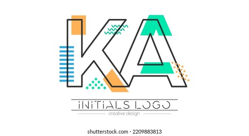 Cartas K y A. Fusión de dos letras. Símbolo inicial de logotipo o abreviatura. Ilustración vectorial para diseño creativo e ideas creativas. Estilo plano.