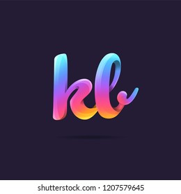 Letters K B, K & B 3D logo, multi colour gradient letters icon vector template.
