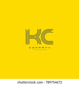Letters K & C joint logo icon. Stroke letter vector element.
