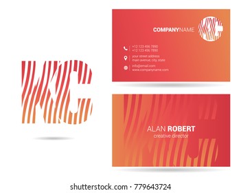 Letters K C Logo icon with Business Card Template Vector.