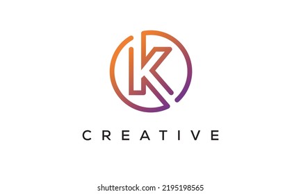 letras Monograma de color K, tipografía moderna del logotipo. Colores alfabeto arte creativo diseño tipográfico arco iris