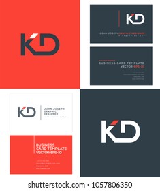 Letters K D, K & D joint logo icon with business card vector template.
