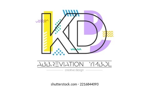 Buchstaben K und D. Zusammenführung von zwei Buchstaben. Initiallogo oder Abkürzungssymbol. Vektorgrafik für kreatives Design und kreative Ideen. Flacher Stil.