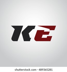 The letters K and E logo automotive black and red colored