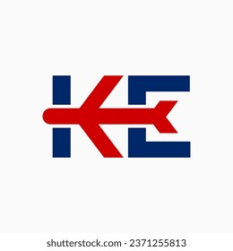 the letters K E and the plane become the logo