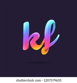 Letters K F, K & F 3D logo, multi colour gradient letters icon vector template.